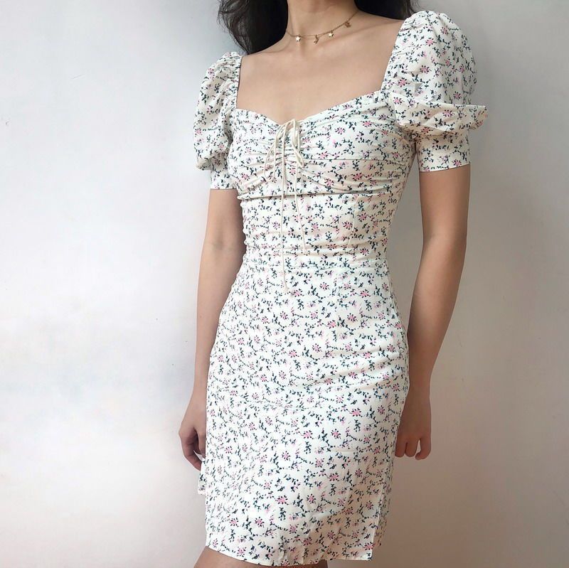 Ditsy Floral Short-Sleeve Mini Dress- AnotherChill