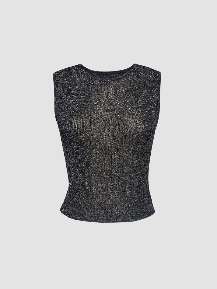 Semi Sheer Metallic Tank Top - AnotherChill