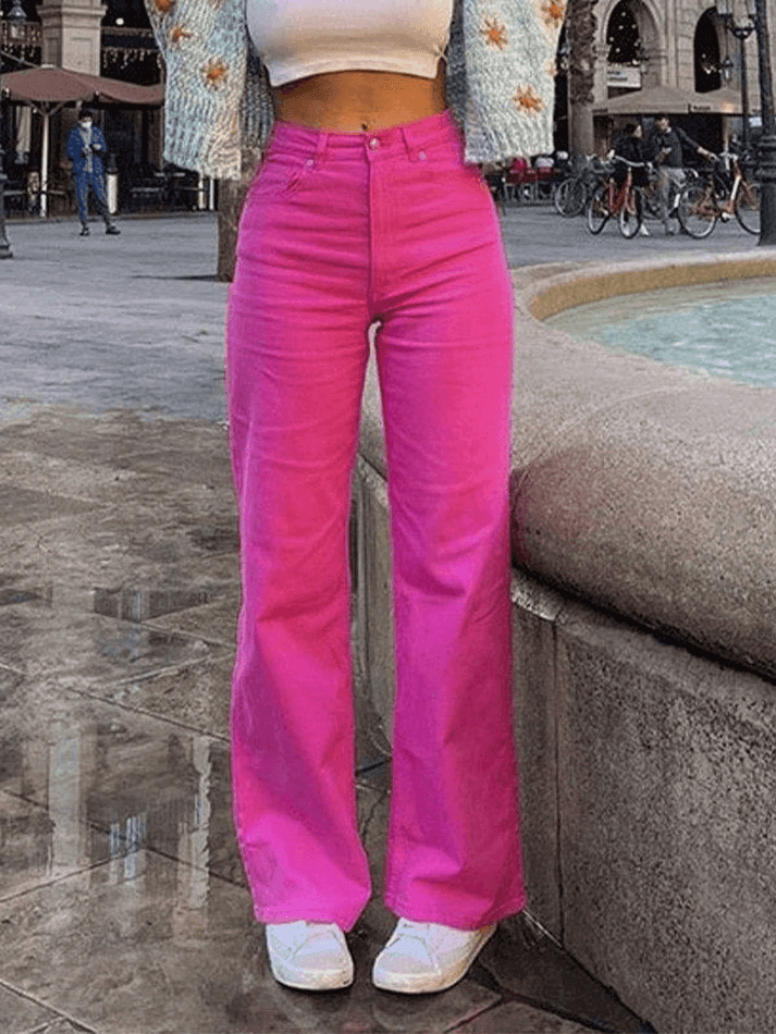 Pink Casual Relaxed Boyfriend Jeans - AnotherChill