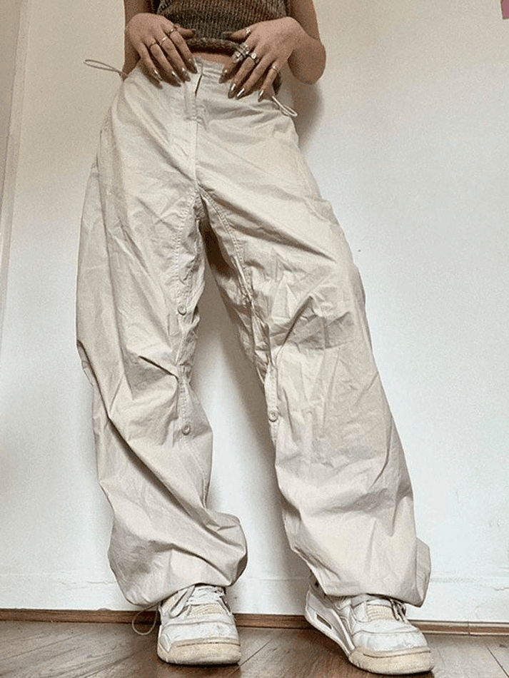 Drawstring Low Waist Baggy Cargo Pants - AnotherChill